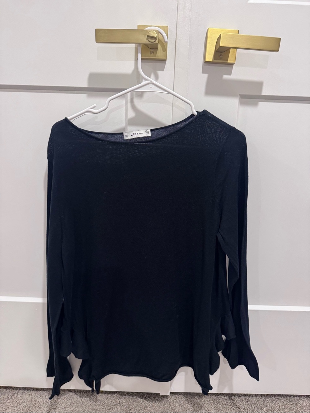 Zara Black Sheer Long-Sleeve Top